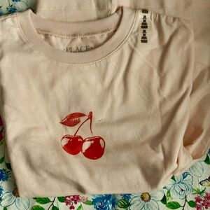 The Children's Place Pink Tee with Red Cherry Design